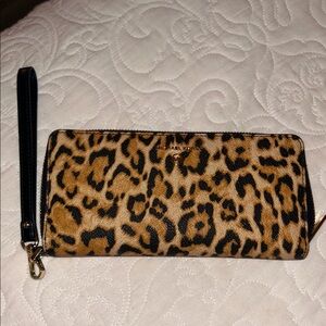 Michael Kors Animal Print Wristlet - Black and Tan